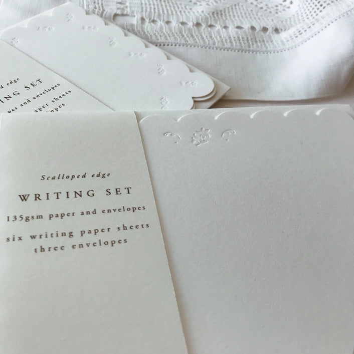 Letterpress Scalloped Luxury Writing Paper Set